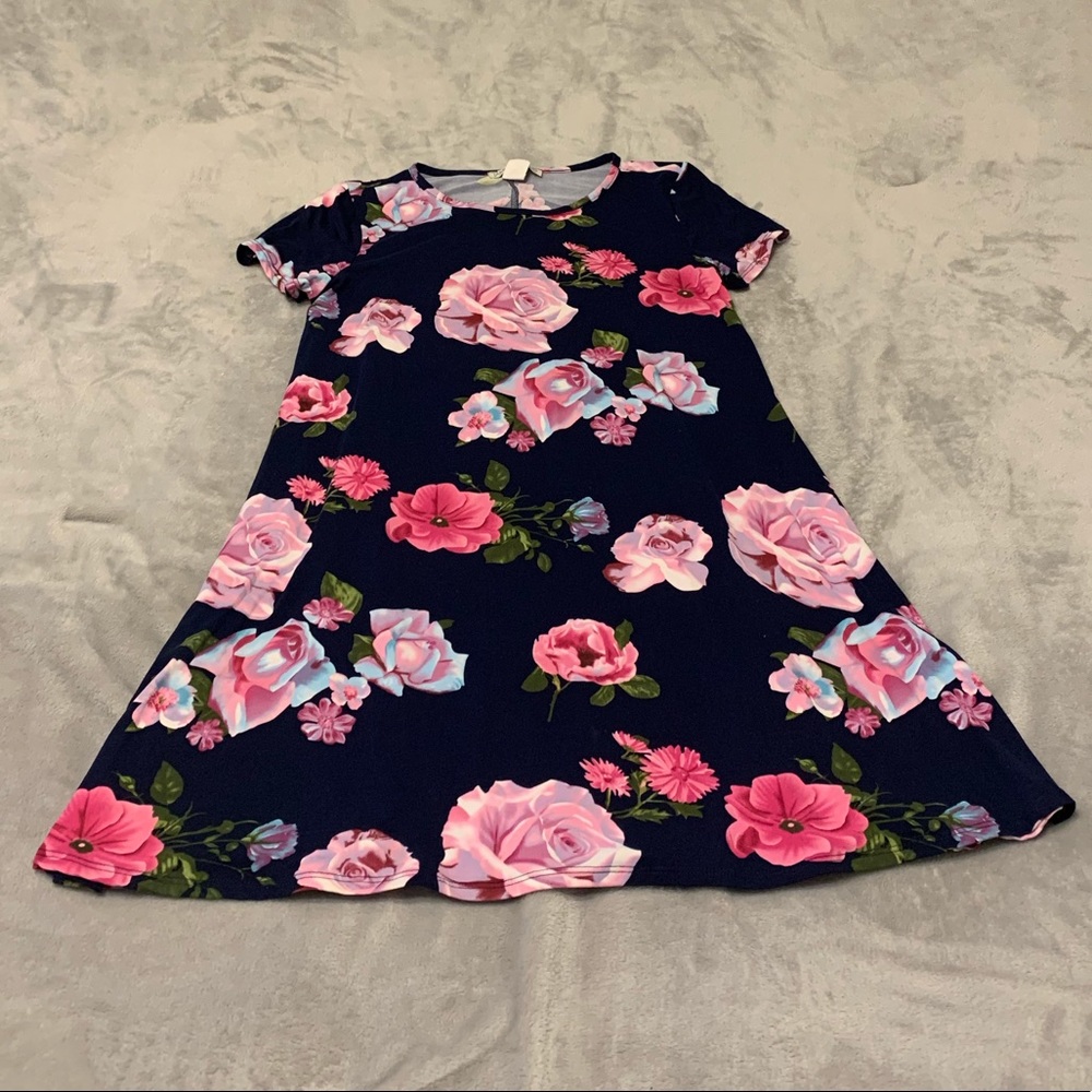 Dark blue floral dress